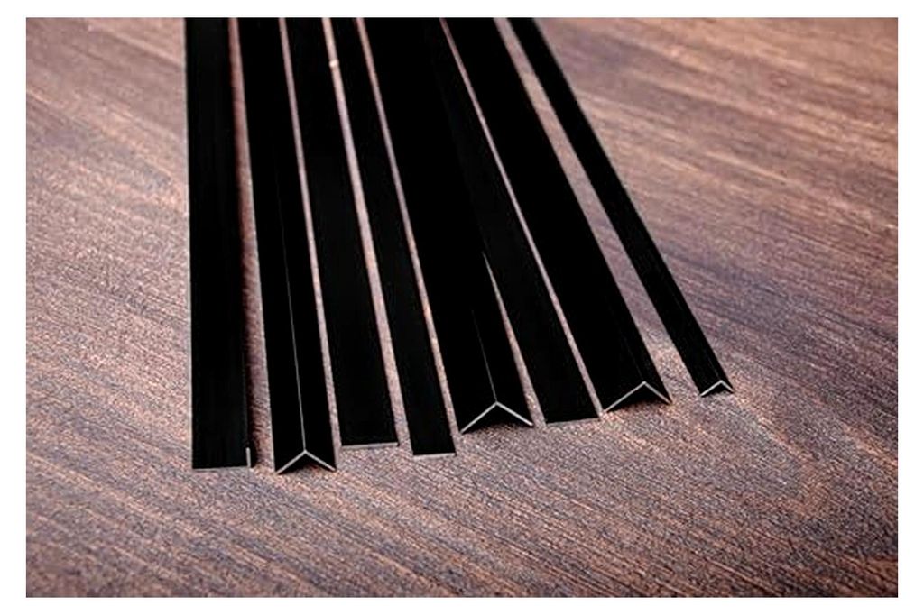 5 Stück Winkelprofil, Aluminiumprofil, schwarz eloxiert, 20 x 20 x 1 mm, 2 m Länge, Aluschiene, Aluminiumwinkel, L-Profil, Eckschienen, Kantensch...