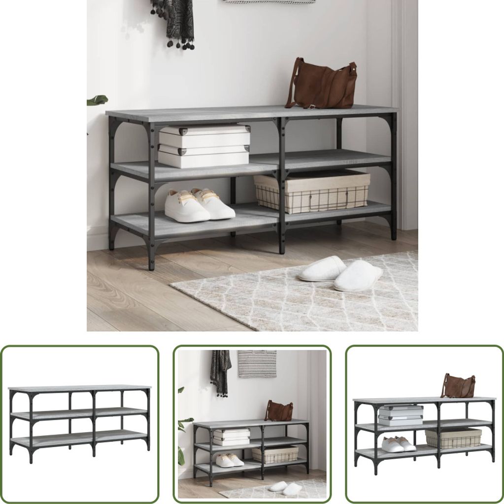 The Living Store Schuhbank Grau Sonoma 100x38,5x49 cm Holzwerkstoff