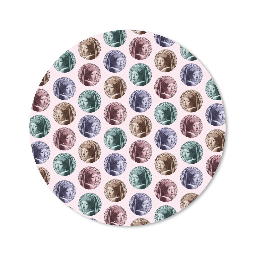 MuchoWow Mauspad Mousepad Girl with a Pearl Earring - Muster - Farben 50x50 cm - Mousepads - Maus Mat - Pad - Mausunterlage - Vinyl