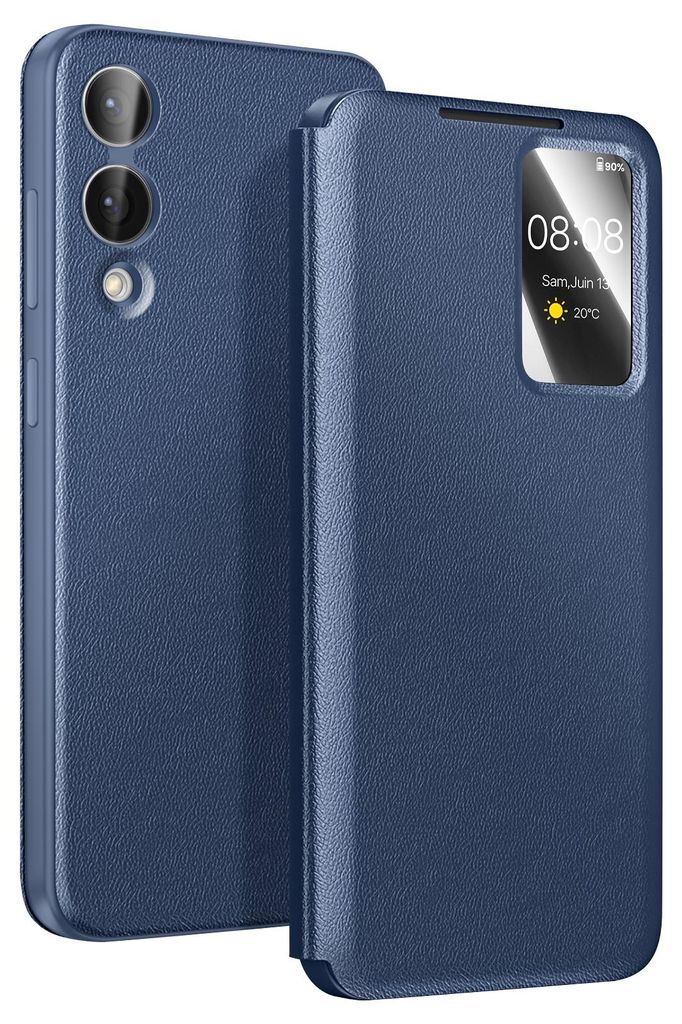 Avizar, Smart View Etui mit Kartenfach für Galaxy S25 Edge, Blau
