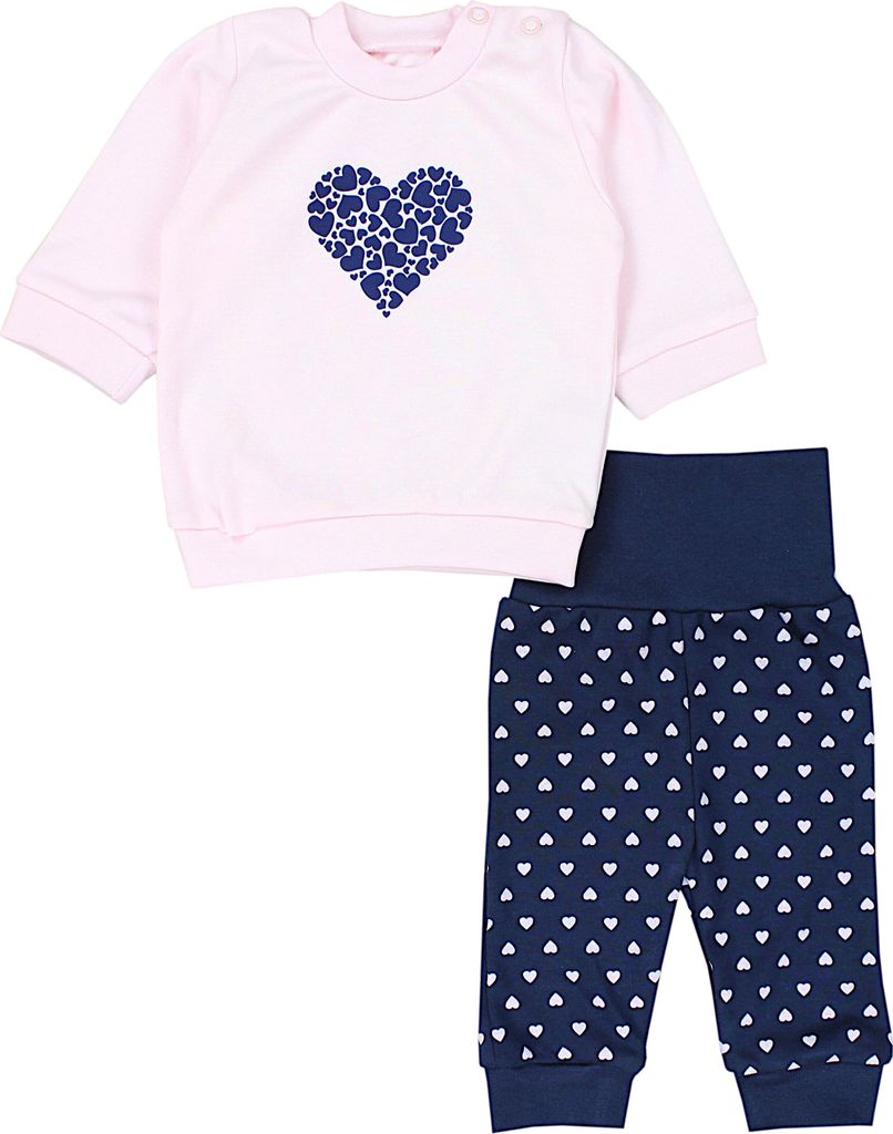 TupTam Baby Mädchen Outfit Langarmshirt mit Print Spruch Babyhose Babykleidung 2teilig, Farbe: Herzen Rosa Dunkelgrau, Größe: 56