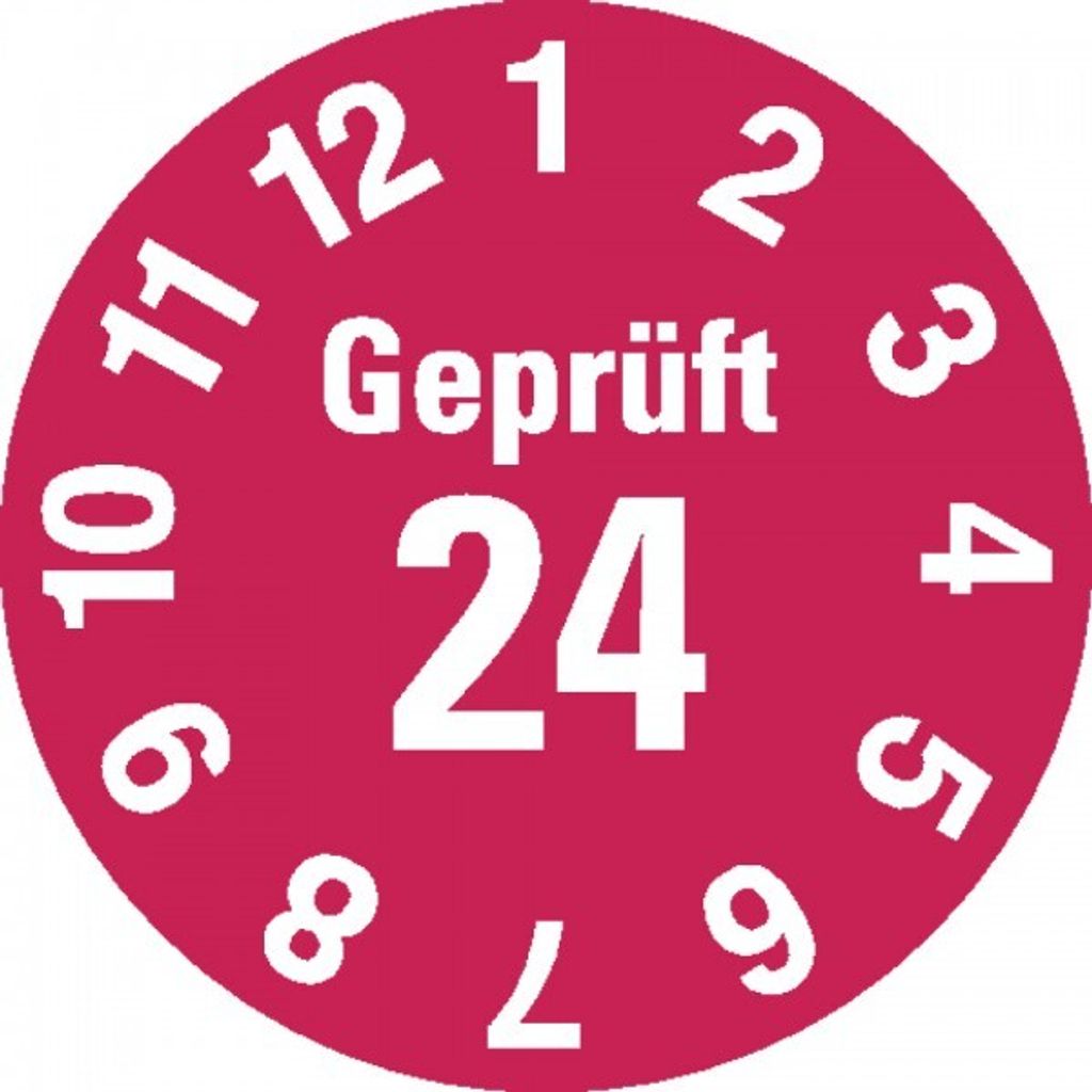 Dreifke Aufkleber I Prüfplakette 24, rot, Dokumentenfolie, selbstkle...