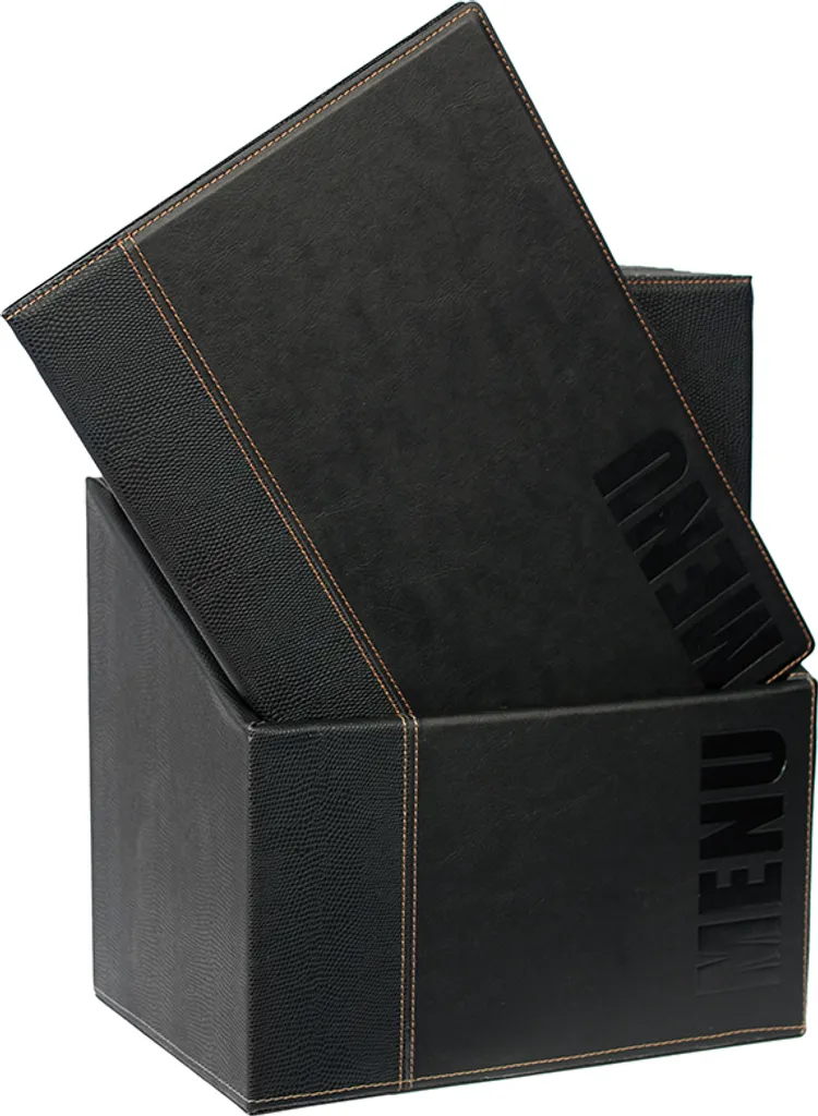 Porte-menus A4 noir Securit TRENDY pour restaurant, lot de 20 boîtes