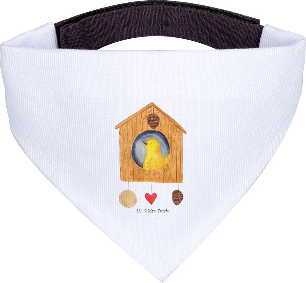 Mr. & Mrs. Panda Hunde Halstuch Vogelhaus Home - Weiß - Geschenk, Tuch für, Lustige Sprüche, Hund, Vogel, Umzug, Hausbau, Haus