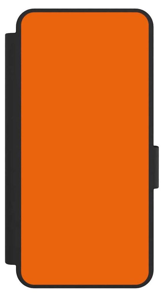 NIVOCASE Klapphülle für Samsung Galaxy S25 Edge Handyhülle aus Kunst Leder NIVOflip schwarz Farbe einfarbig orange