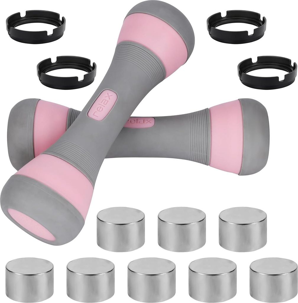 Verstellbare 2er-Pack Kurzhanteln 3-in-1 Set - 1-2KG/2.2-4.4lbs, 8 Freigewichte - Männer/Frauen - Fitnessgeräte für das Home Workout, Gym & Pilates