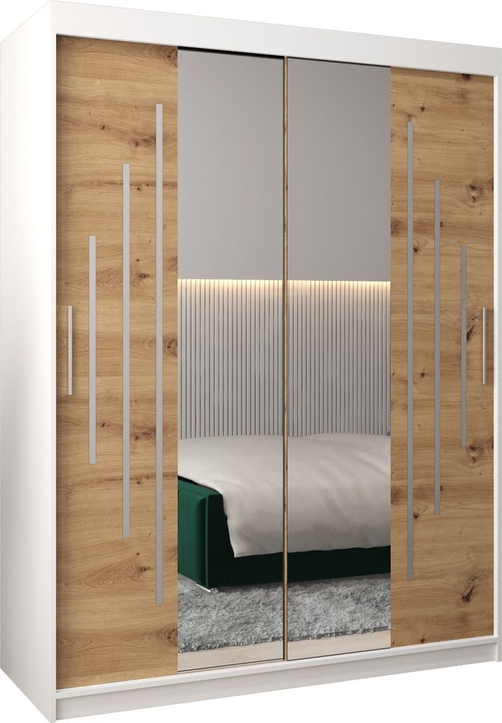 Kleiderschrank, Schiebetürenschrank Schlafzimmer, Schrank mit Spiegel YORK 1 150 cm