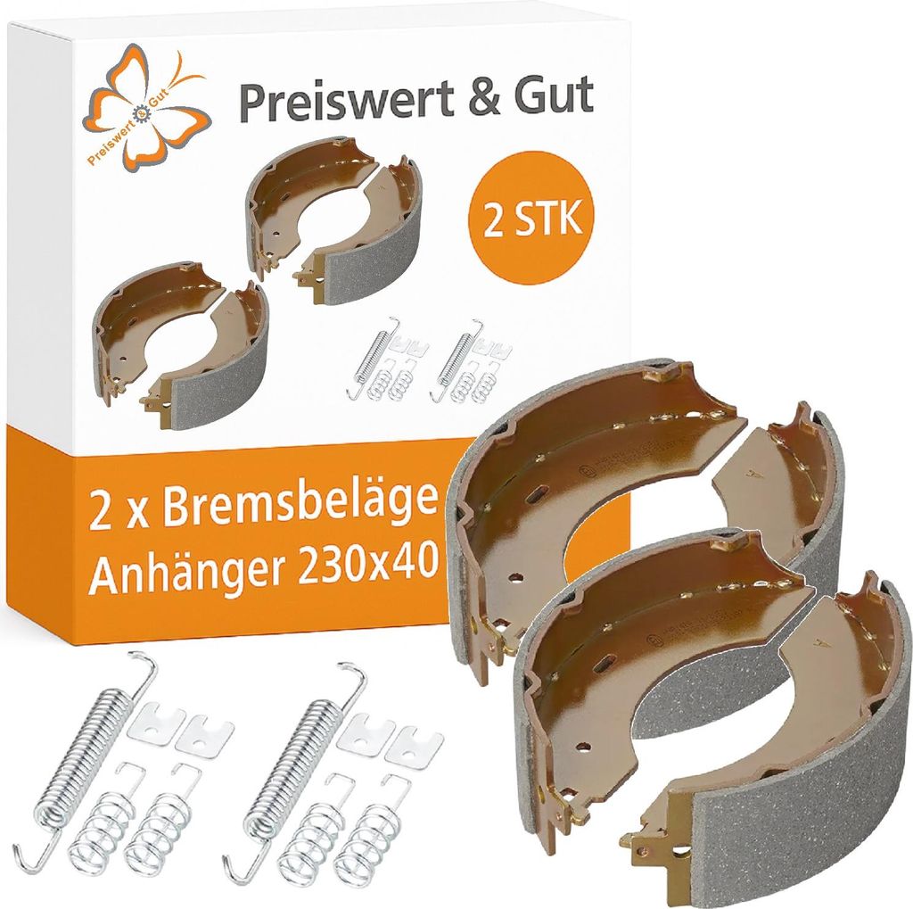 Anhänger Bremsbacken Set 230x40 mm kompatibel für AL-KO 2360 2361, Knottbremse – Bremsbeläge und Bremsbackensatz