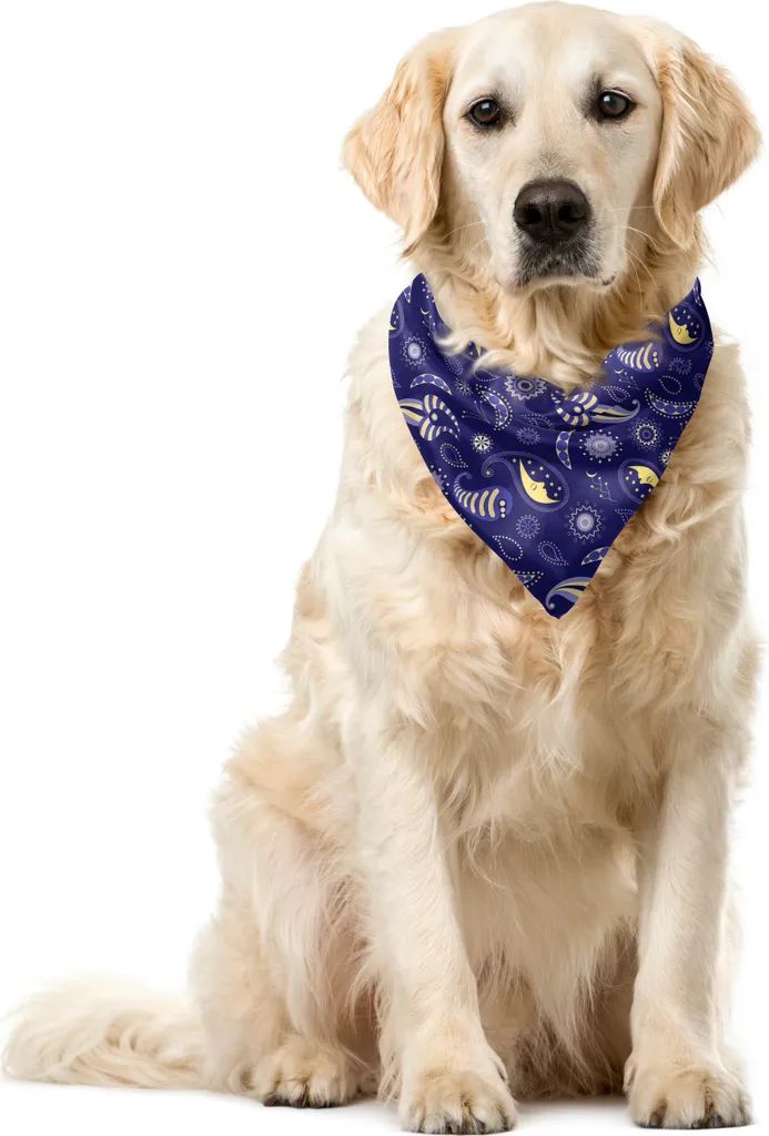 ABAKUHAUS Bandana Cani Floreale 55x55 cm - Foulard Pet Viola e Blu