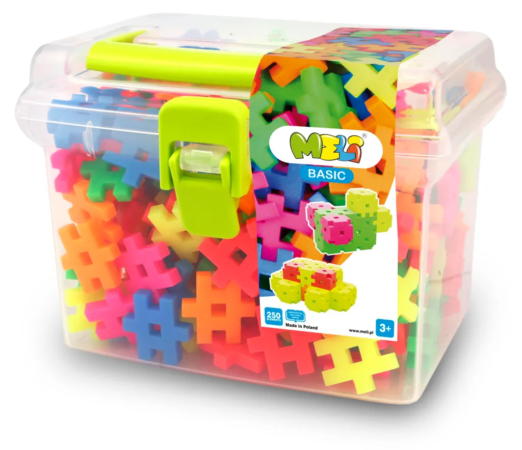 Meli Basic NEON Boîte de voyage 250 pièces jeu de construction créatif