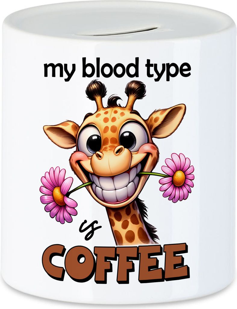 My blood type is coffee Spardose lustiger Spruch Kaffee Produktbild 