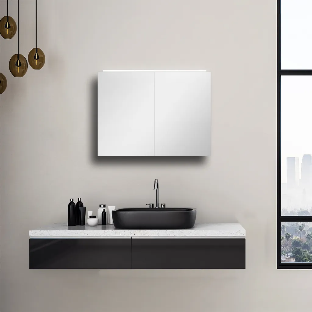 Armoire de toilette aluminium Talos Mirage avec interrupteur à bascule
