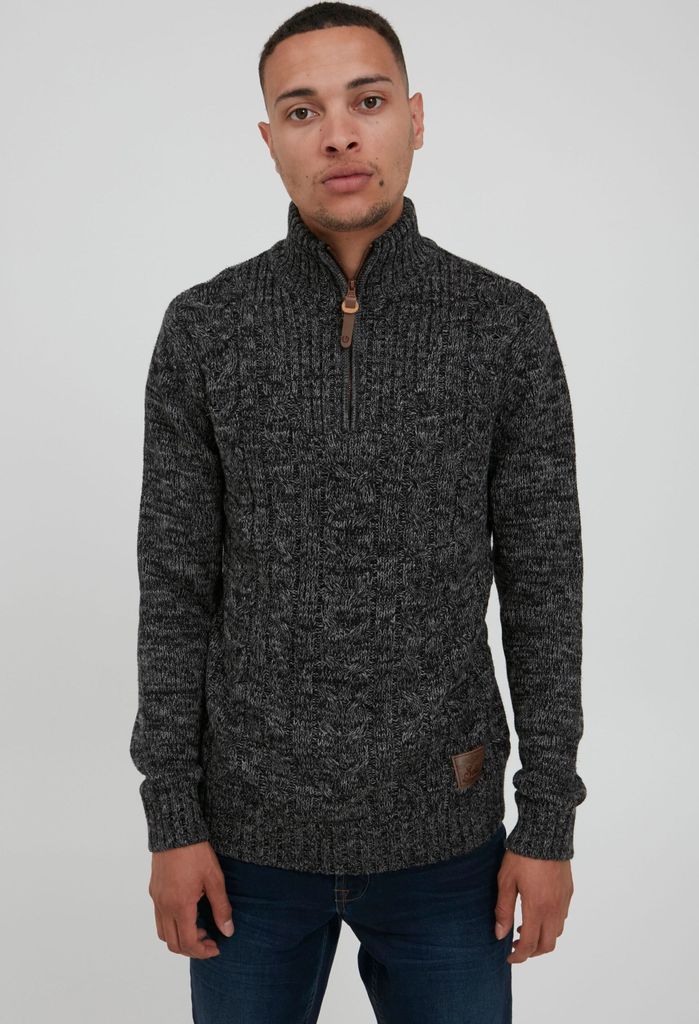 SOLID SDPankraz Herren Strickpullover Troyer Grobstrick Pullover mit Zopfstrickmuster Reißverschluss 100% Baumwolle Regular fit