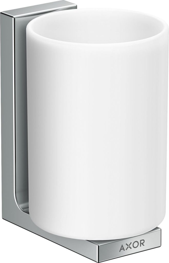 hansgrohe AXOR UNIVERSAL Rectangular Zahnputzbecher, Metall, Glas weiß, 42604830