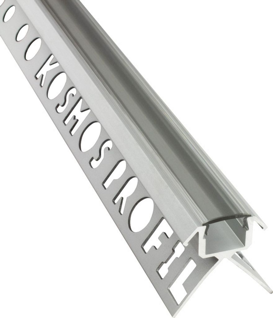 C-T77 LED Alu Fliesenprofil Ecke aussen 10mm silber 1m klar