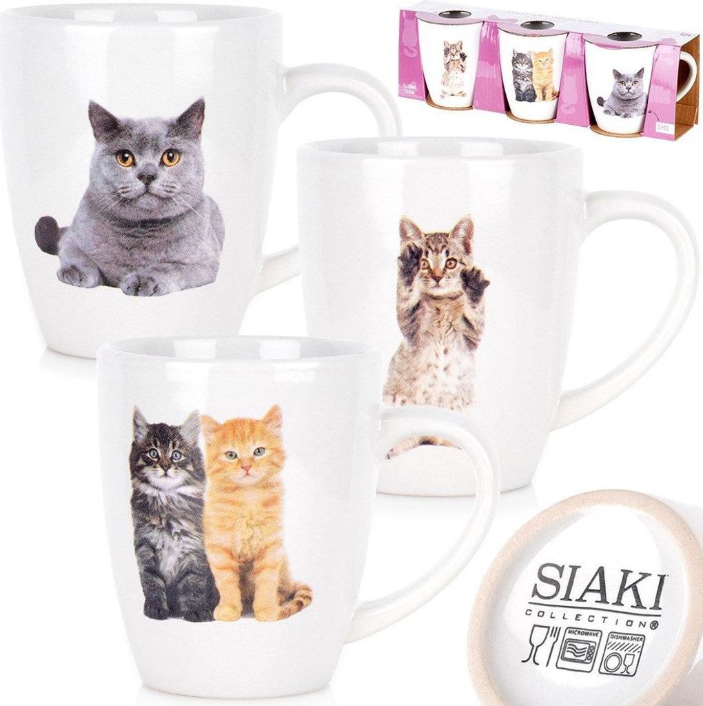 Keramikbecher Katzen 220 ml 3 Stk. Produktbild 