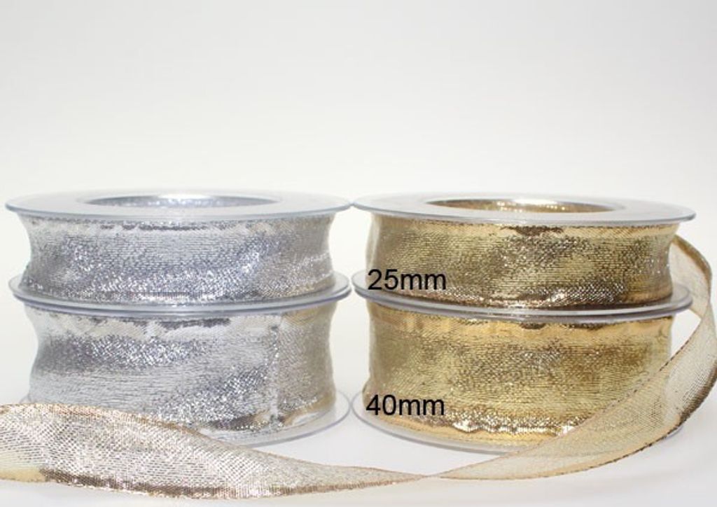 Dekoband Flitter Polyester Glitzerband Schleifenband Geschenkband 25mm 20m Weihnacht, Farbe:gold