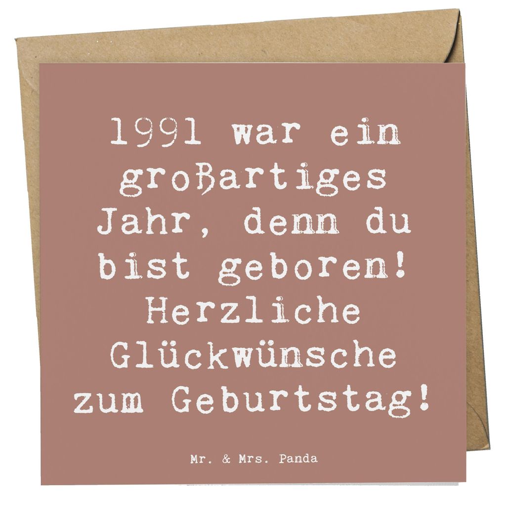 Mr. & Mrs. Panda Glückwunschkarte Spruch 1991 Geburtstag - Braun Pastell - Geschenk, Erinnerungen, unvergessliches Jahr, Geburtstagsgeschenk, Happ...