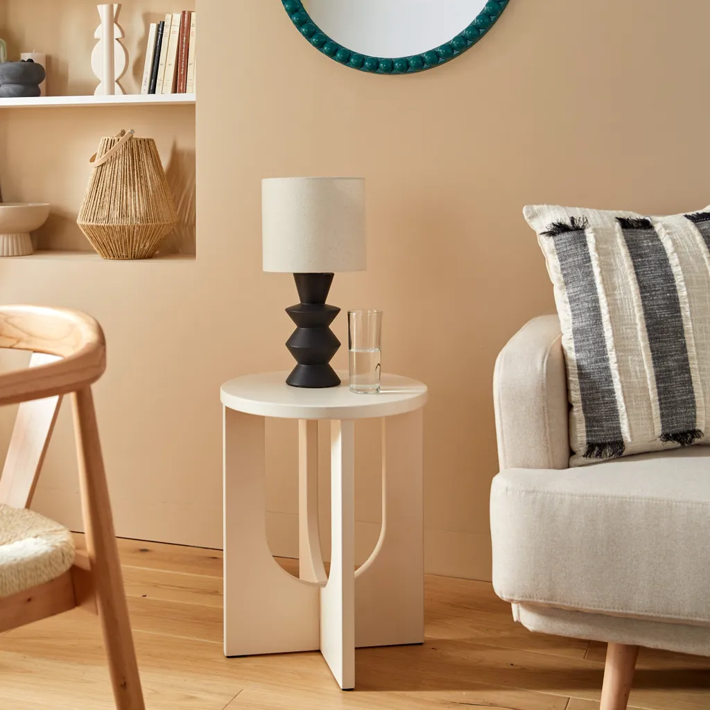 Petite Table d'Appoint Ivoire Bloom 50x40 cm - Finition Matte Chic