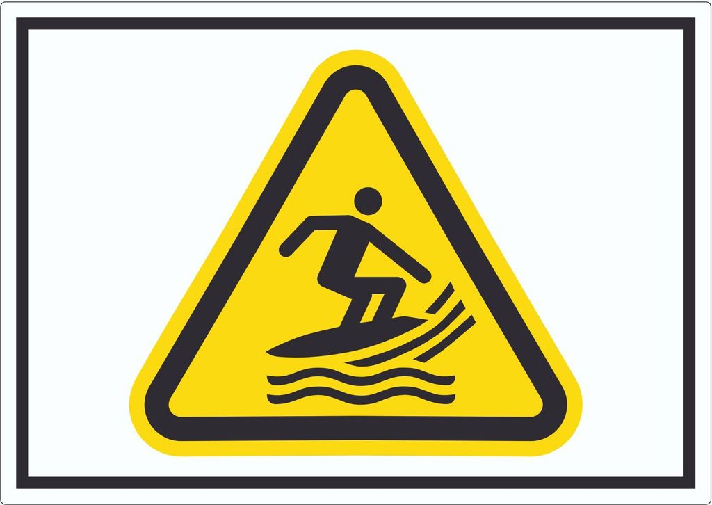Aufkleber Warnung Surfsportgebiet Symbol A2 (420x594mm)