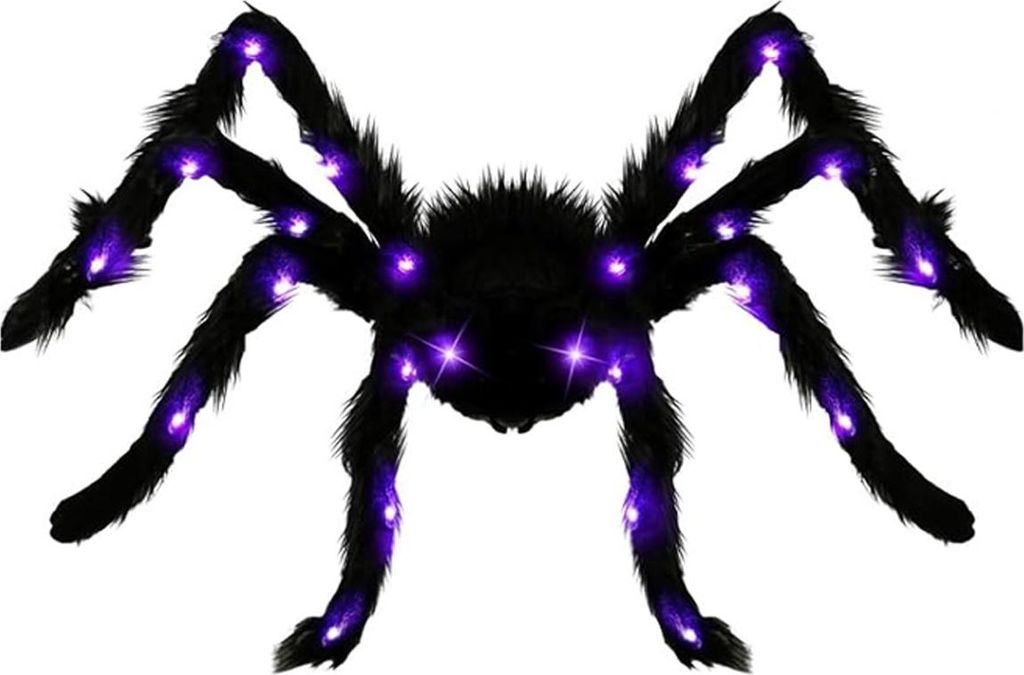 Halloween Riesen Spinne Deko,30CM Gruselige Haarig Spinnen Halloween Deko für Draußen (Schwarz)