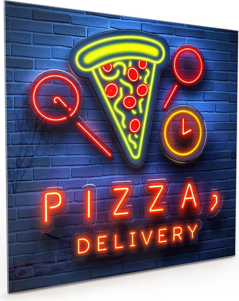 Küchenrückwand Spritzschutz Glas mit Motiv Pizzalieferservice 40 x 40 cm