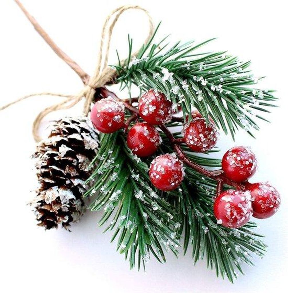 Unyqoos Set aus 10 künstlichen roten Beerenzweigen für Weihnachtsdekoration und DIY-Projekte