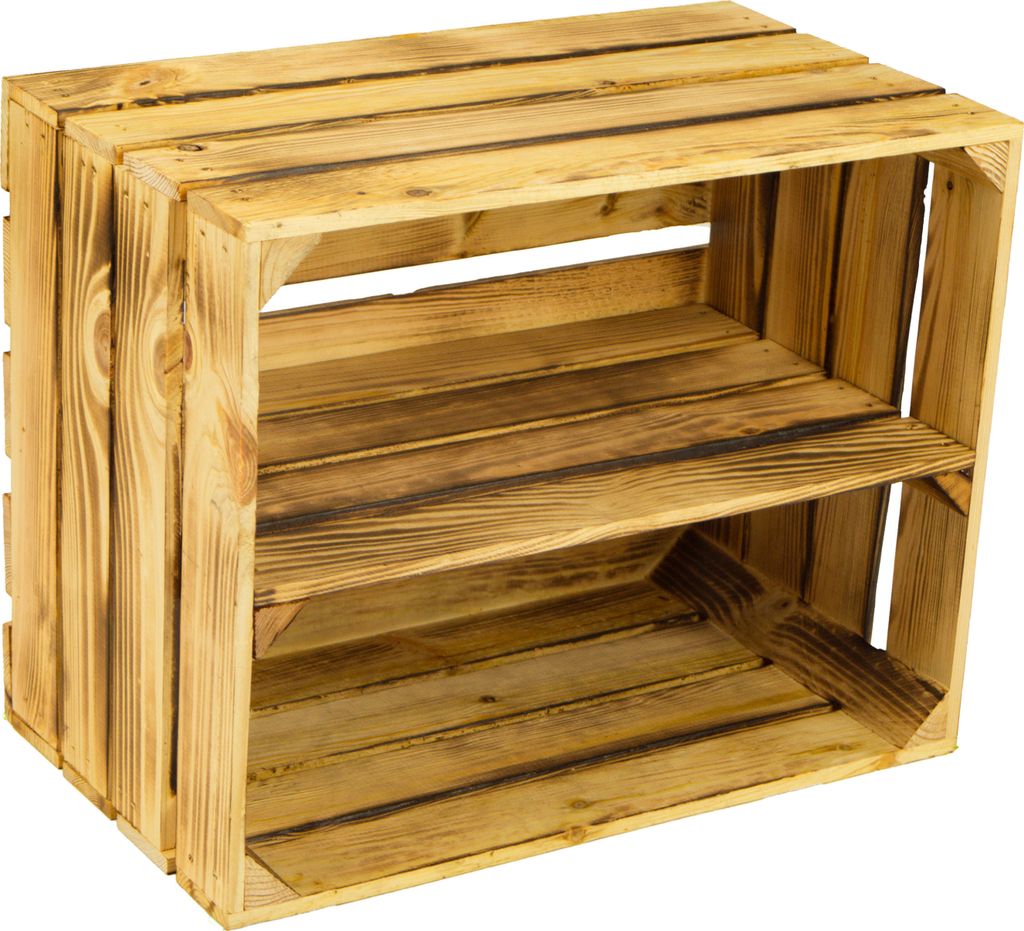 3 x Schuhschrank Schuhregal aus geflammten Holzkisten Produktbild 6