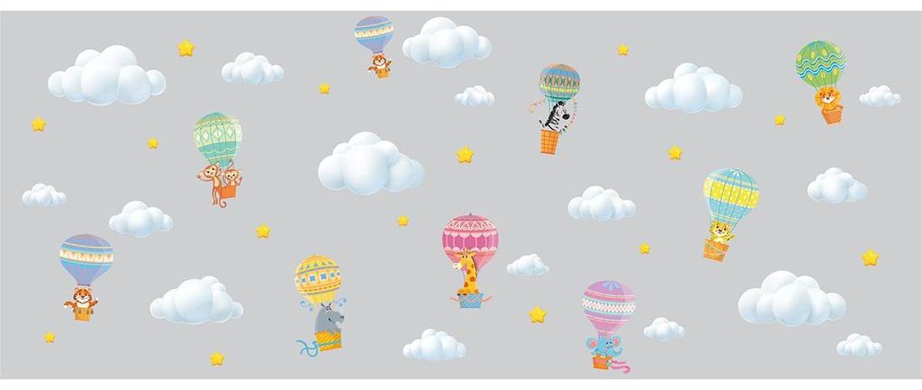 Sichtschutzfolie – Tiere in Heißluftballons – Aufkleber für Fenster und Duschtüren – 40 x 100 cm