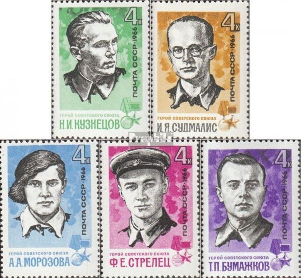 Briefmarken Sowjetunion 1966 Mi 3213-3217 (kompl.Ausg.) gestempelt Helden der Sowjetunion
