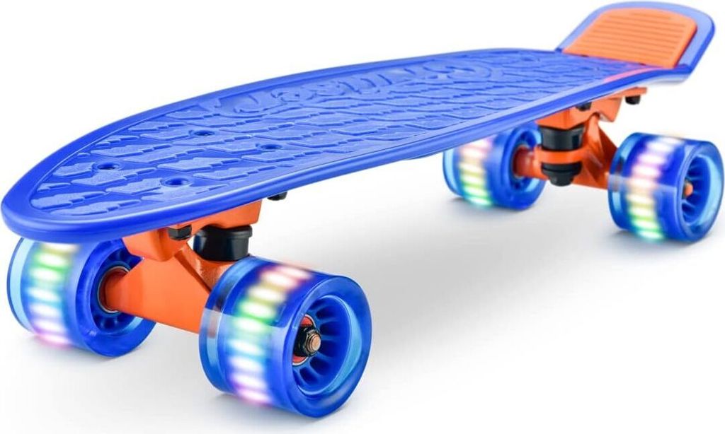 Hurtle, Mini Cruiser Skateboard für Kinder & Erwachsene Skateboard Kinder ab 5 Jahre Mädchen & Junge, Penny Board mit LED Rollen, Anti-Rutsch Deck