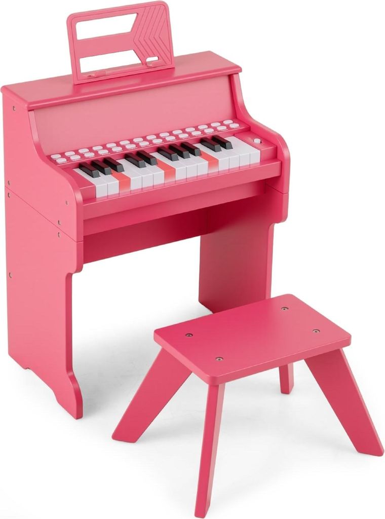 25-klávesové detské digitálne piano so stoličkou, ružové Obrázok produktu 