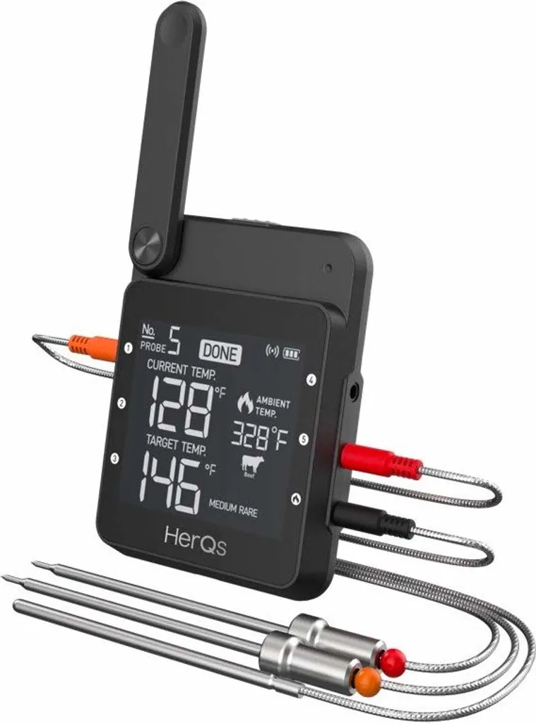 HerQs Professional Termometro BBQ Wireless 6 Sonde WiFi Bluetooth