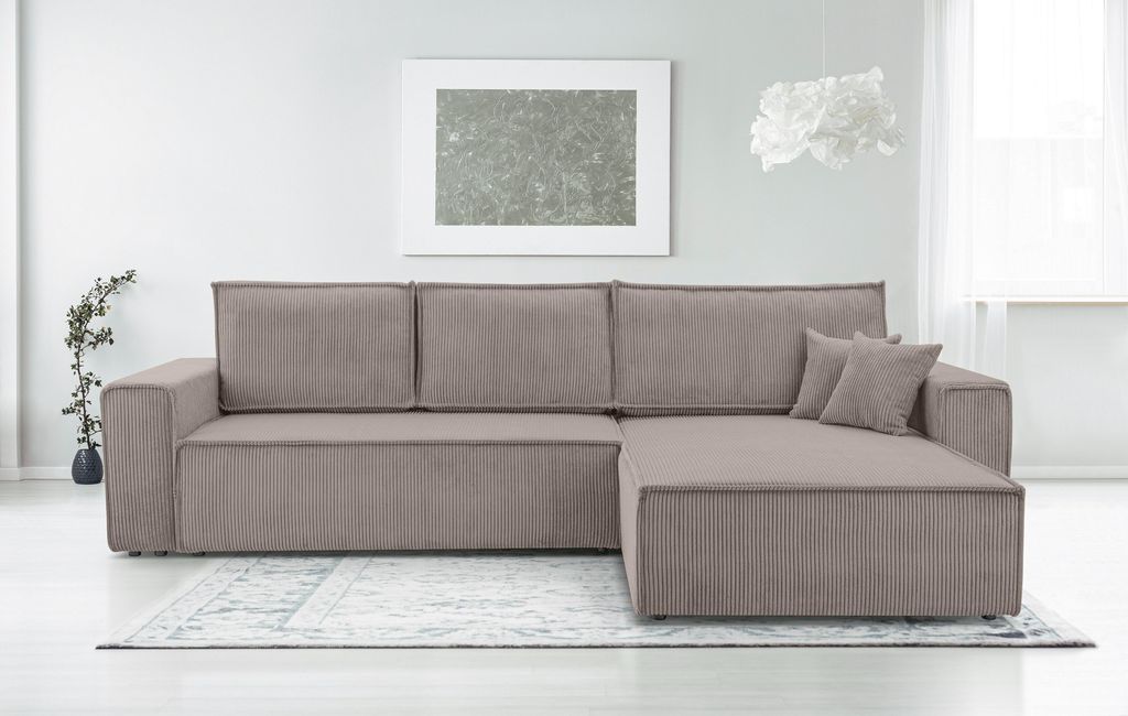 AX LIVING Cord Couch L Form – Cedria L+R  Wohnlandschaft Produktbild 