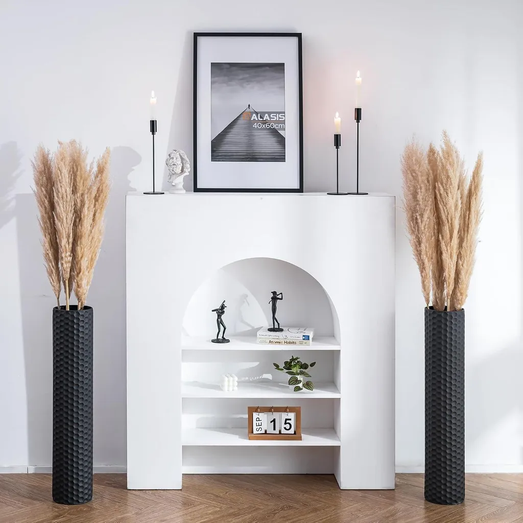Vase de sol Incassable en Métal Noir 70cm Déco Salon Stable - Lot de 2