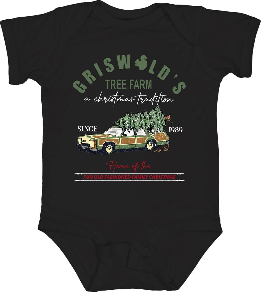 Griswold's Tree Farm Family Christmas - Weihnachten Xmas Unisex Baby Body, Schwarz, 18/24
