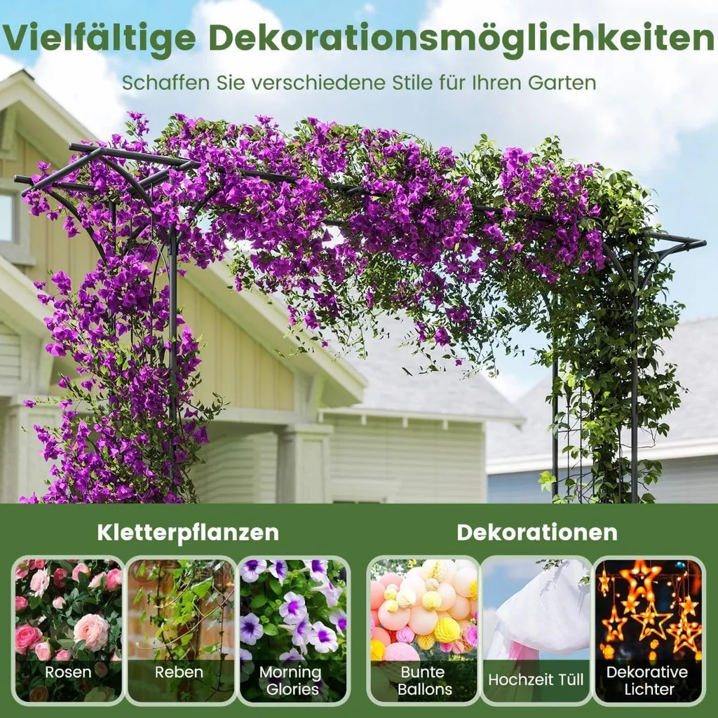 Arcade de jardin décorative en acier noir résistant aux intempéries - 5