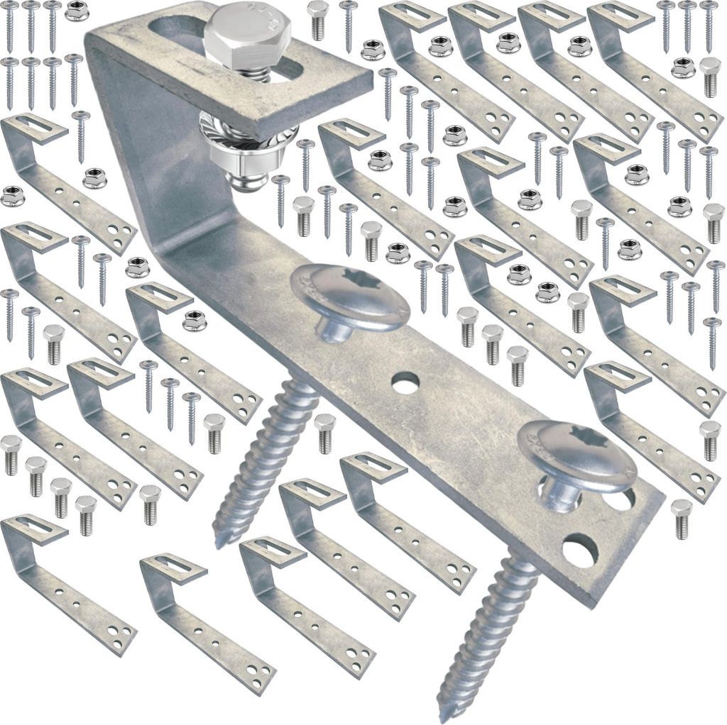 5 Module Montageset Bitumendachhaken, 8cm, Sechskantkopf 17