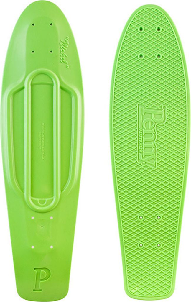 Penny Skateboard-Deck 27 Zoll (68,8 cm x 19,1 cm), Grün mit Waffelgriff und Kicktail