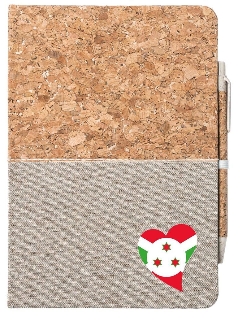 Huuraa Notizbuch A5 Burundi Flagge Herz 80 Blatt inkl. Kugelschreiber Tagebuch Geschenkidee