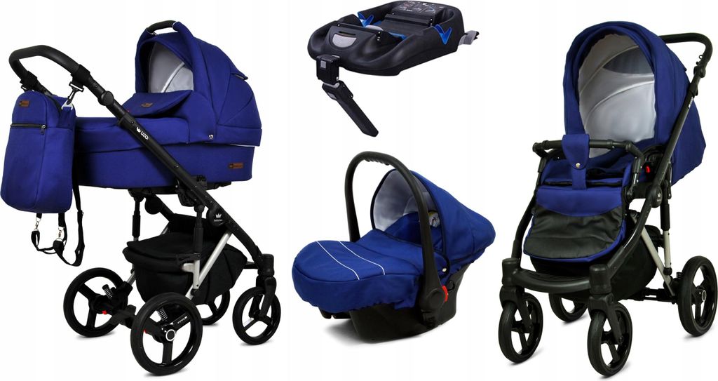 BabyLux UZO | 4in1 Kinderwagen Set | Sailor Blue | Kombikinderwagen | Kinderwagenset | Isofix-B