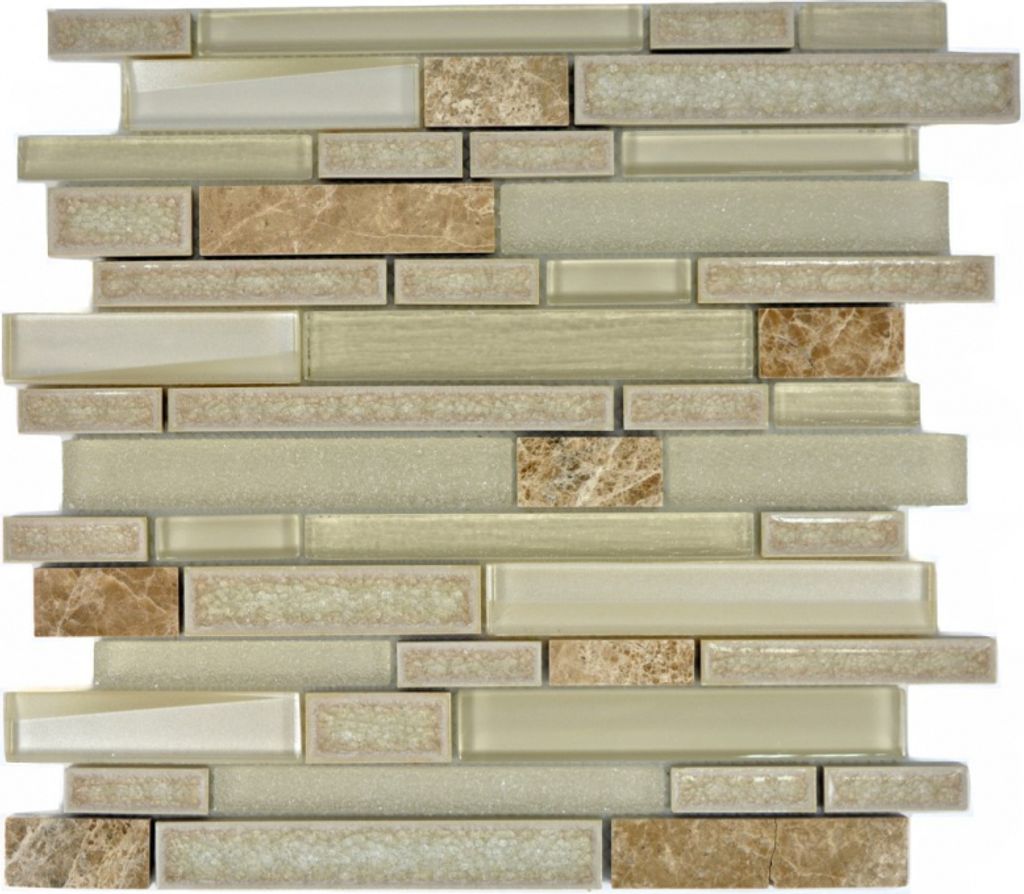 Mosaikfliese Transluzent Keramik beige Verbund Glasmosaik Crystal Stein Keramik beige MOS87SO-1251_f