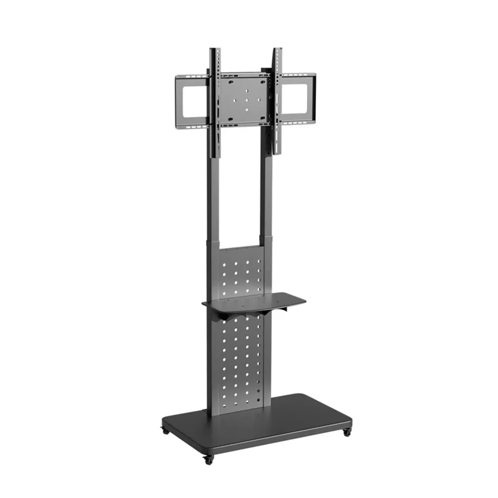 Support TV Hauteur Réglable 160cm avec Étagère pour Téléviseur 32-65"