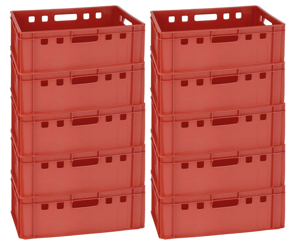 Eurokiste Stapelbox rot 10 x E3 Eurofleischkiste Transportkiste Vorratsbox 