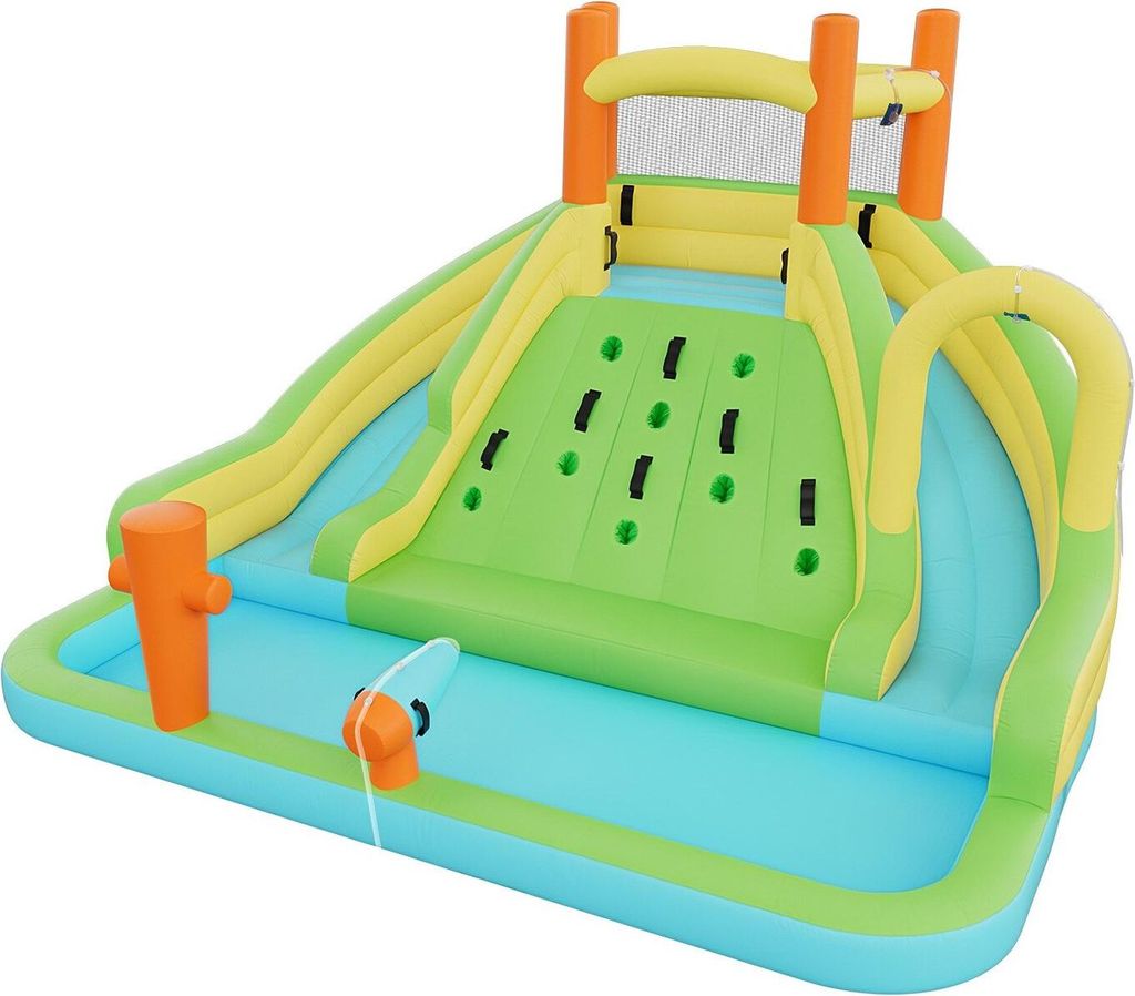 Aufblasbare Hüpfburg, 4 x 3,5 x 2,5 m Aufblasbare Hüpfburg mit Wasserrutsche, Hüpfburg mit Kletterwand, doppelten hohen Rutschen, Planschbecken ...