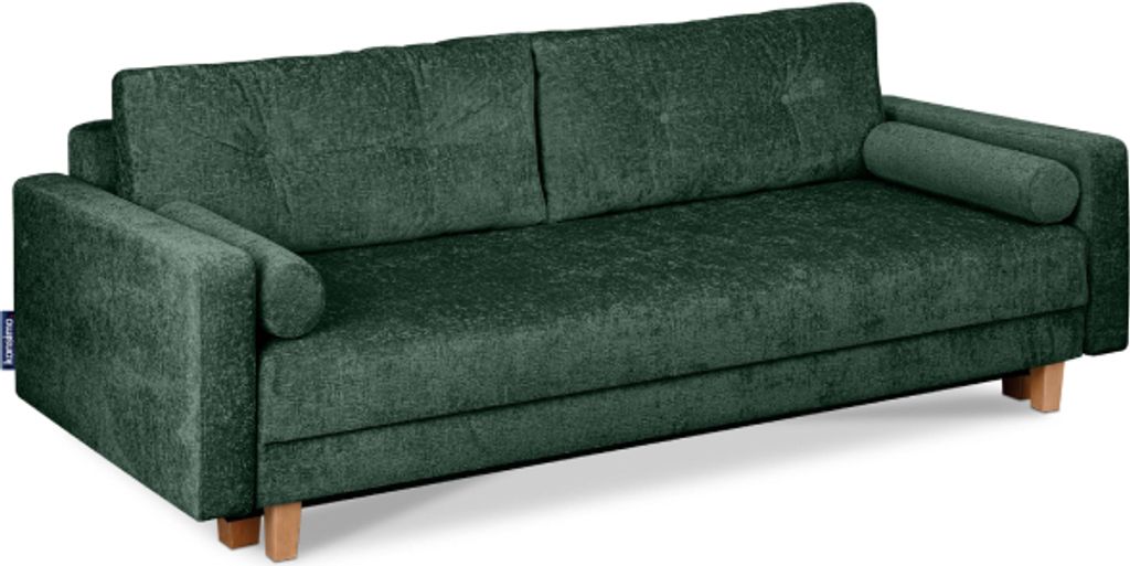 KONSIMO Schlafsofa 3-Personen zeitloses Design mit weiche Sitzfläche und hohe Rückenlehne "ERISO", grun, Chenille-Stoff, Scandinavian, 220x80x100cm