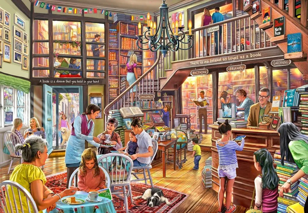 Puzzle adulte 1000 pièces Bookshop Tearoom - Loisir créatif Bluebird