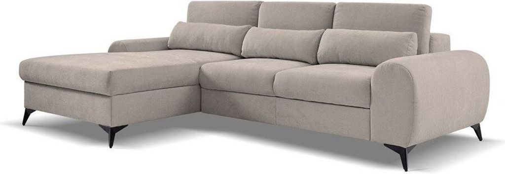 Ecksofa MILAN L - Links Eckcouch mit Schlaffunktion & Bettkasten - Cappuccino (Sereno683)