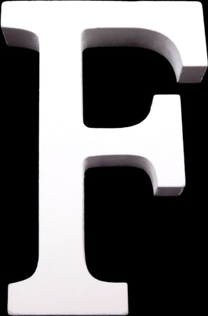 3D Holzbuchstabe 8 cm, weiß, Buchstaben & Zeichen:F