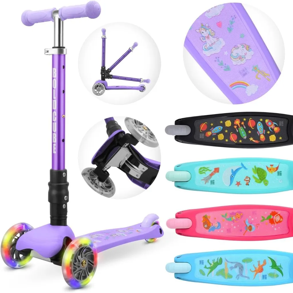 Trottinette Pliable 3 Roues Teeny FOLD avec Guidon Ajustable - Lila
